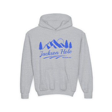 Retro Jackson Hole, Wyoming Youth Hoodie - Mountain Jackson Hole, Wyoming Kids Sweatshirt, Cute Jackson Hole, Wyoming Children's Pullover - 0