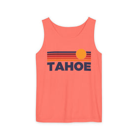 Lake Tahoe, California Retro Sunstripe Tank Top | Comfort Colors - 100% Cotton