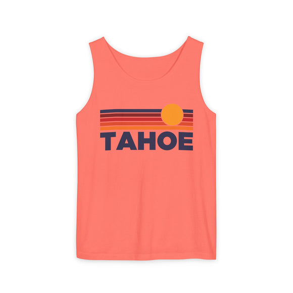 Lake Tahoe, California Retro Sunstripe Tank Top | Comfort Colors - 100% Cotton