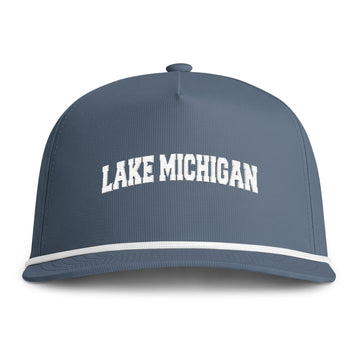 Lake Michigan Embroidered Rope Hat - Vintage Sunwashed Rope Cap, Comfort Colors