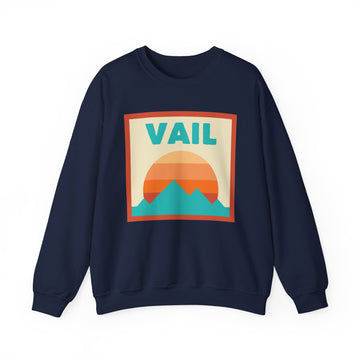 Buy navy Retro Vail, Colorado Sweatshirt, Mountain Sun Design, Unisex Crewneck, Gift for Outdoorsy Friends, Vintage Vail, Colorado Jumper