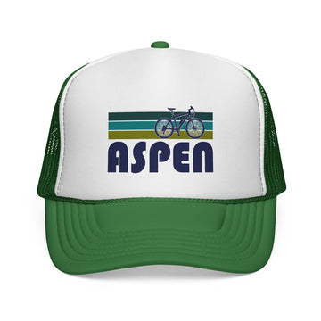 Aspen, Colorado Retro Bike Trucker Hat - Vintage Style Aspen Cap - 0