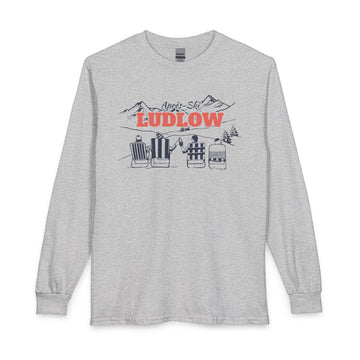Ludlow, Vermont Après-ski Long Sleeve Shirt - Mountain Retro Skiing