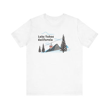 Buy white Lake Tahoe, California T-Shirt - Retro Ski Mountain Gondola Unisex Lake Tahoe Shirt