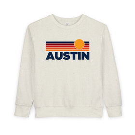 Austin, Texas Toddler Sweatshirt - Retro Sun Austin Toddler Crewneck Sweatshirt