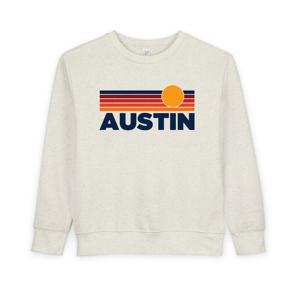 Austin, Texas Toddler Sweatshirt - Retro Sun Austin Toddler Crewneck Sweatshirt