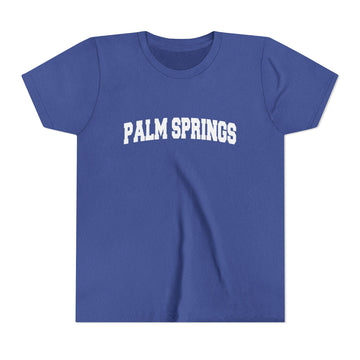 Buy heather-true-royal Palm Springs, California Youth Graphic Tee - Kids Palm Springs T Shirt