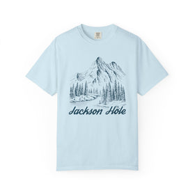 Buy chambray Jackson Hole, Wyoming Graphic Tee - Mountain Illustration Jackson Hole T Shirt