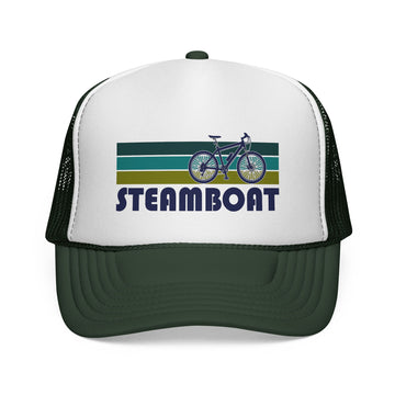 Buy dark-green Steamboat, Colorado Retro Bike Trucker Hat - Vintage Style Steamboat Cap