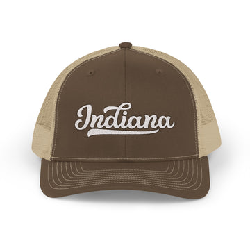 Buy brown-khaki Indiana Snapback Trucker Cap - Embroidered Indiana Hat