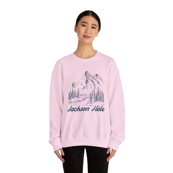 Jackson Hole, Wyoming Sweatshirt - Mountain Illustration Graphic Crewneck