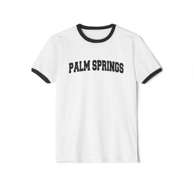 Buy white-black Palm Springs, California Cotton Ringer Graphic Tee - Unisex Palm Springs T Shirt, Vintage Style Tee, Men's/Women's Tee
