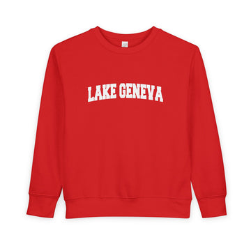 Buy red Lake Geneva, Wisconsin Toddler Sweatshirt - Lake Geneva Toddler Crewneck Sweatshirt