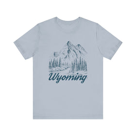 Buy light-blue Wyoming Graphic Tee - Mountain Illustration Wyoming T Shirt