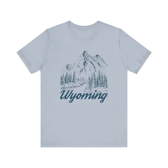 Wyoming Graphic Tee - Mountain Illustration Wyoming T Shirt
