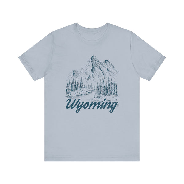 Wyoming Graphic Tee - Mountain Illustration Wyoming T Shirt