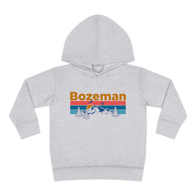 Bozeman Toddler Hoodie - Retro Mountain Sun Unisex Bozeman Toddler Sweatshirt