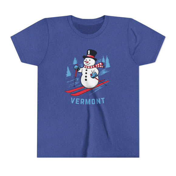 Vermont Youth Skiing Snowman Tee - Kids T Shirt