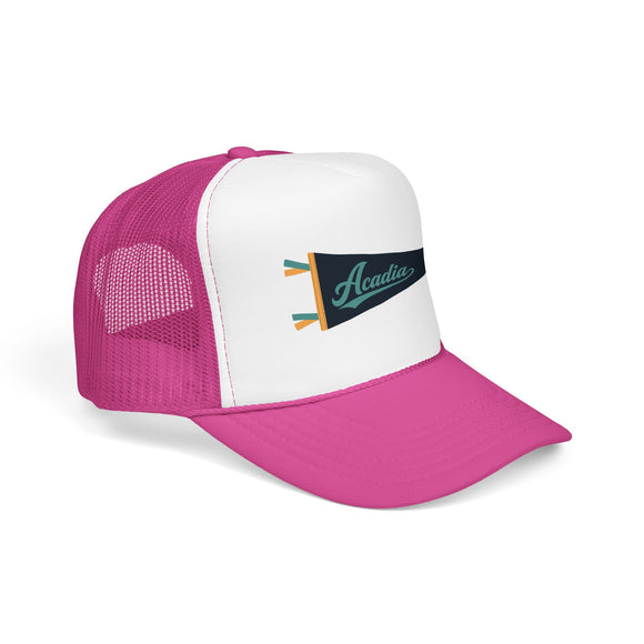 Acadia National Park Pennant Trucker Hat — Vintage Foam Mesh Cap