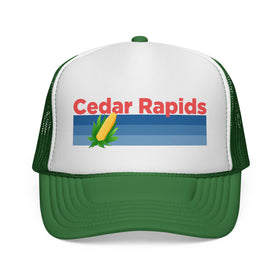 Buy green Cedar Rapids, Iowa Retro Corn and Farm Trucker Hat