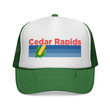 Buy green Cedar Rapids, Iowa Retro Corn and Farm Trucker Hat