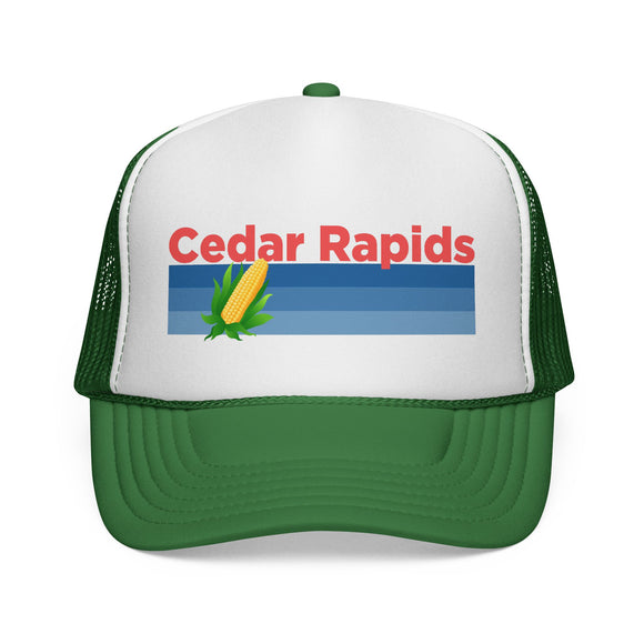 Cedar Rapids, Iowa Retro Corn and Farm Trucker Hat