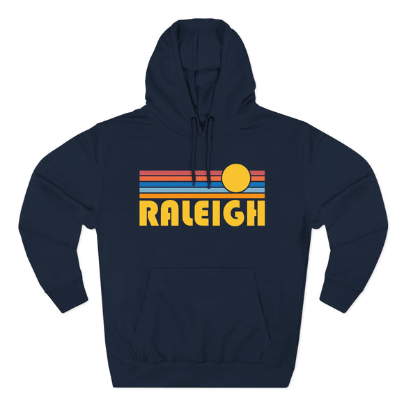 Raleigh, North Carolina Hoodie - Retro Sun Unisex Sweatshirt