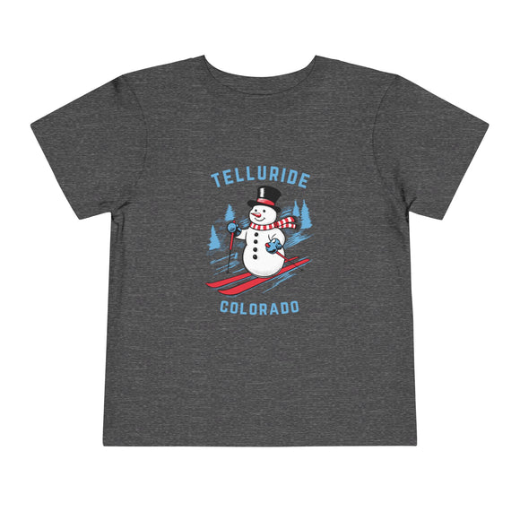Telluride, Colorado Toddler Skiing Snowman Graphic Tee - Kids Telluride Shirt