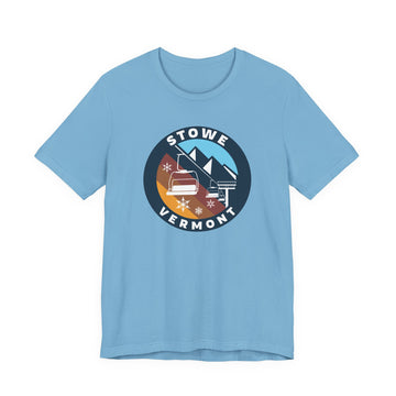 Buy ocean-blue Stowe, Vermont T Shirt - Retro Ski Lift Tee