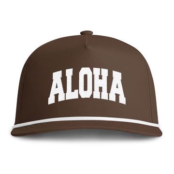 Aloha Embroidered Rope Hat - Vintage Sunwashed Rope Cap, Comfort Colors - 0