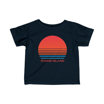Buy navy Rhode Island Retro 80s Baby T-Shirt, Infant Tee, Rhode Island Kid Apparel, 80s Baby Gift