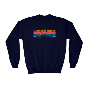 Buy navy Crested Butte Youth Sweatshirt - Unisex Kid's Crested Butte Crewneck Sweatshirt