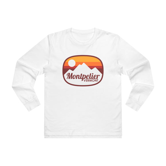 Montpelier, Vermont Mens Base Long-sleeve Tee - Retro Ombre Heavy Weight Long Sleeve T-shirt