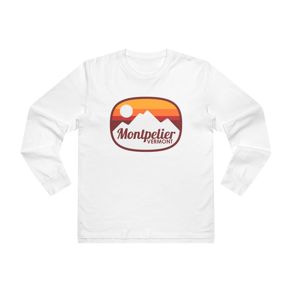 Montpelier, Vermont Mens Base Long-sleeve Tee - Retro Ombre Heavy Weight Long Sleeve T-shirt
