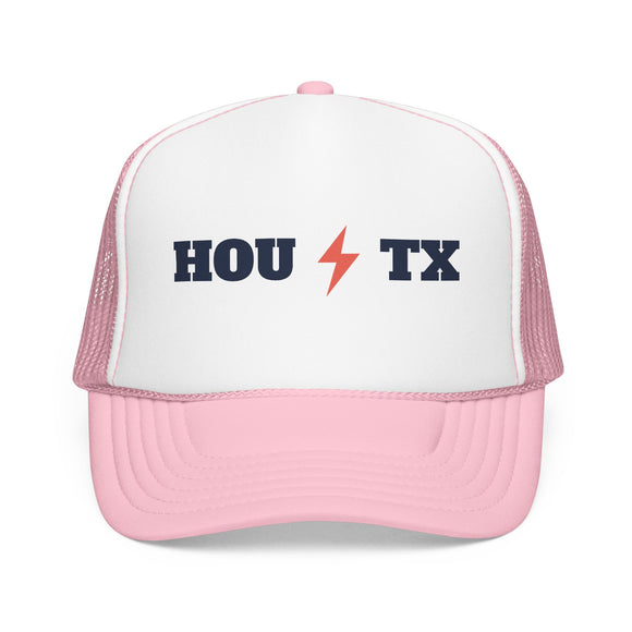 Houston, Texas Retro Trucker Hat - Lightning Foam Cap