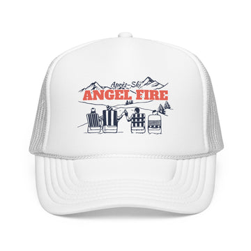 Buy white Angel Fire, New Mexico Après-ski Trucker Hat — Foam Mesh Cap