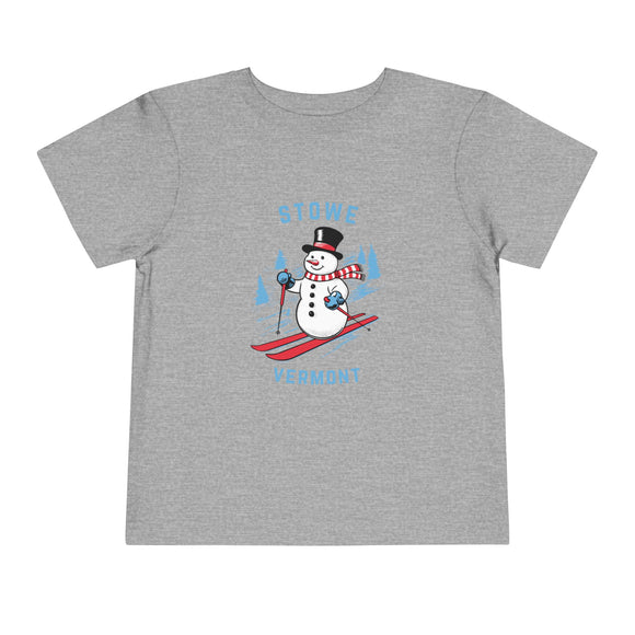 Stowe, Vermont Toddler Skiing Snowman Graphic Tee - Kids Stowe Shirt