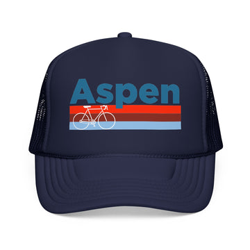 Buy dark-navy Aspen, Colorado Trucker Hat - Foam Aspen Bike Cap