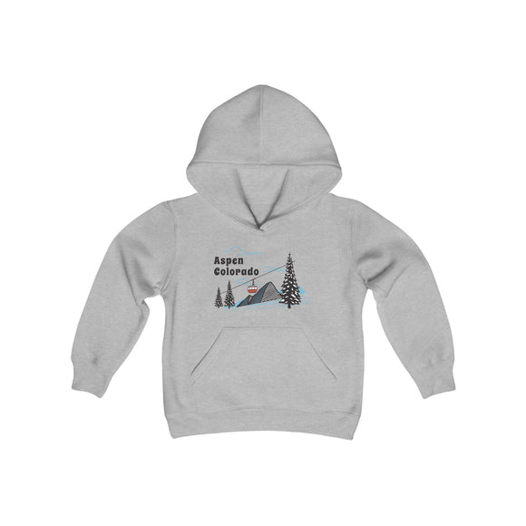 Retro Aspen, Colorado Youth Hoodie - Mountain Aspen, Colorado Kids Sweatshirt, Cute Aspen, Colorado Children's Pullover