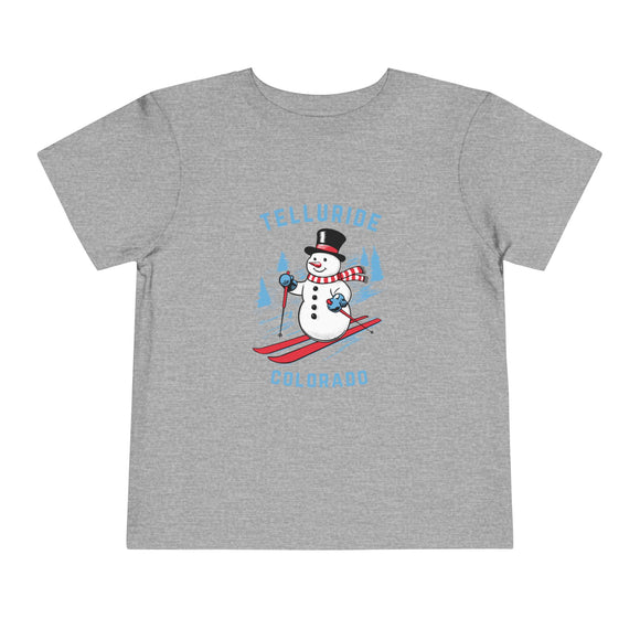 Telluride, Colorado Toddler Skiing Snowman Graphic Tee - Kids Telluride Shirt