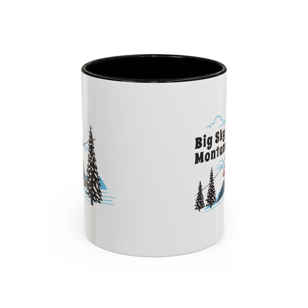 Big Sky, Montana Retro Snow Skiing Mountain 11 oz Mug, Ski Lodge Decor Coffee Cup, Mountain Gondola  Lover Gift, Retro Skiing Mug