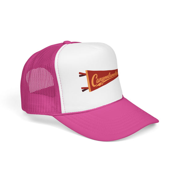Canyonlands National Park Pennant Trucker Hat — Vintage Foam Mesh Cap