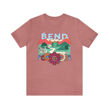 Buy heather-mauve Bend Oregon T-Shirt - Retro Boho Bend Tshirt