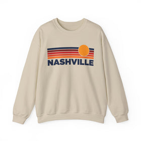 Nashville, Tennessee Sweatshirt Retro Sun Unisex - Nashville Vintage Inspired Warm Pullover Jumper