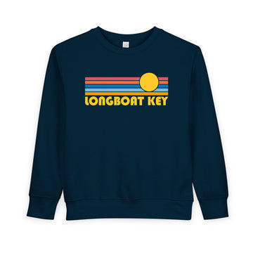 Buy navy Longboat Key, Florida Toddler Sweatshirt - Retro Sun Longboat Key Toddler Crewneck Sweatshirt