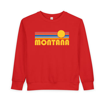 Buy red Montana Toddler Sweatshirt - Retro Sun Montana Toddler Crewneck Sweatshirt
