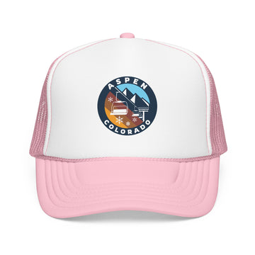 Aspen Colorado Retro Ski Lift Mountain Foam Trucker Hat - 0