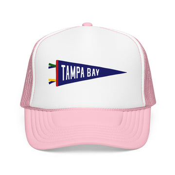 Buy light-pink-white Tampa Bay, Florida Pennant Trucker Hat — Retro Flag Foam Cap