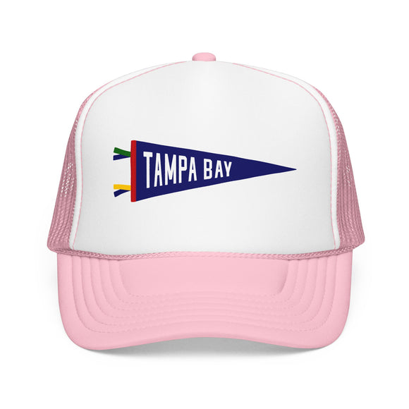 Tampa Bay, Florida Pennant Trucker Hat — Retro Flag Foam Cap