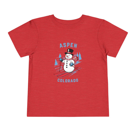 Aspen, Colorado Toddler Skiing Snowman Graphic Tee - Kids Aspen Shirt
